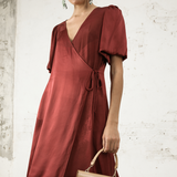Vestido Tiziana Seda Granate