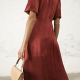Vestido Tiziana Seda Granate